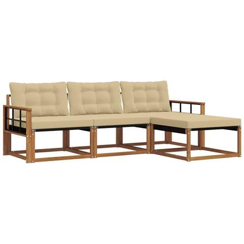 Set di divani da esterno con cuscino 4 pcs Naturale e Beige - Foto 1
