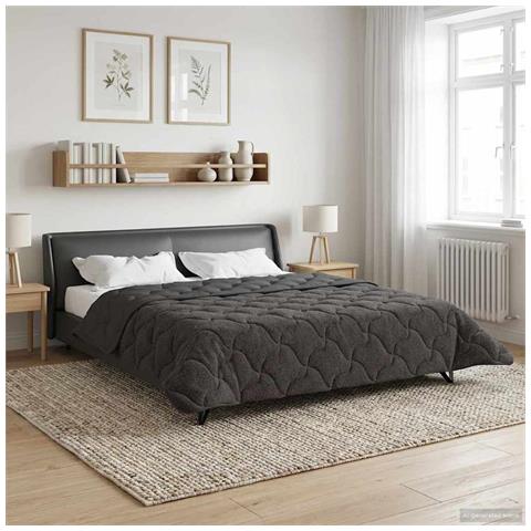 Duvet Estivo Antracite 240 x 260 cm Microfibra e Fleece Teddy - Foto 2