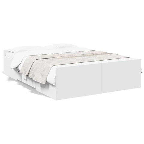 Giroletto con Cassetti Bianco 140x190 cm in Legno Multistrato - Foto 1