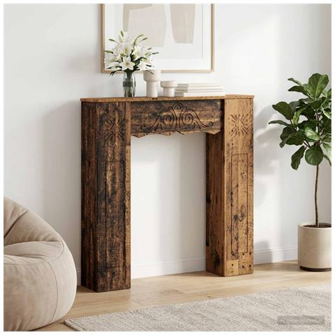 Cornice per camino Legno antico 102 x 20 x 102 cm - Foto 2