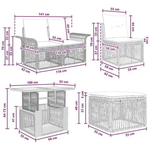 Set Divano da Giardino 7 pz Grigio e Grigio Scuro polyrattan - Foto 2