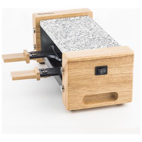 WOD2 Raclette 2 persone, Design in legno, pietra in granito rimovibile, 2 padelle antiaderenti, 2 spatole in legno - Foto 2