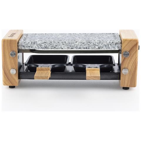 WOD2 Raclette 2 persone, Design in legno, pietra in granito rimovibile, 2 padelle antiaderenti, 2 spatole in legno - Foto 1