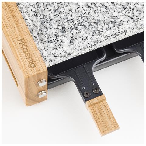 WOD2 Raclette 2 persone, Design in legno, pietra in granito rimovibile, 2 padelle antiaderenti, 2 spatole in legno - Foto 6