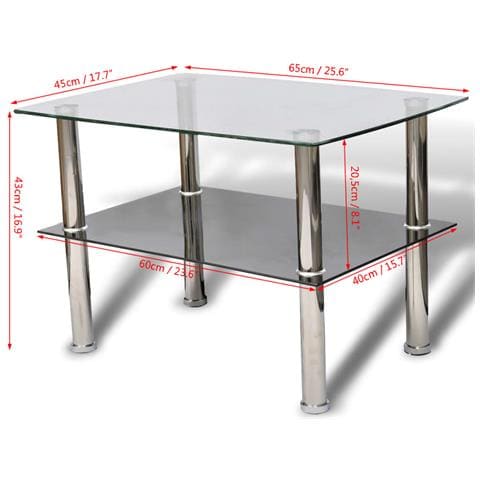 Tavolino da Caffè in Vetro con 2 Ripiani - Foto 4