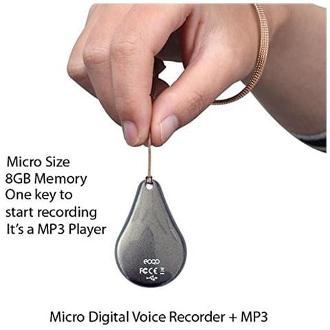 Primo Registratore Audio Voce Piu Piccolo Al Mondo A Portaciavi 8 Gb Memoria Con Mp3 Player (grigio)  - Foto 1