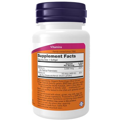 Vitamin A & D 10,000 400 Iu Softgels - Vitamine - Foto 3