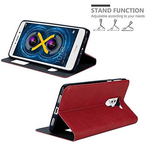 Cadorabo Custodia Compatibile Con Honor 6x In Rosso Zafferano - Coperchio Protettivo Con Chiusura Magnetica, Funzione Stand E 2 Finestre Di Visualizzazione - Foto 2