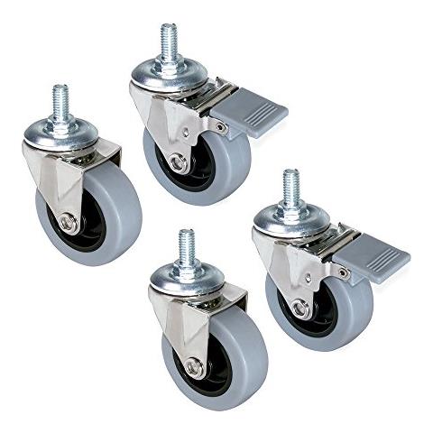 Set Di 4 Rotelle Pivotanti Per Mobile Ø50mm Con Filettatura M8x15 E Cuscinetti A Sfere, Ruote Girevoli In Gomma Colore Grigio - Foto 1