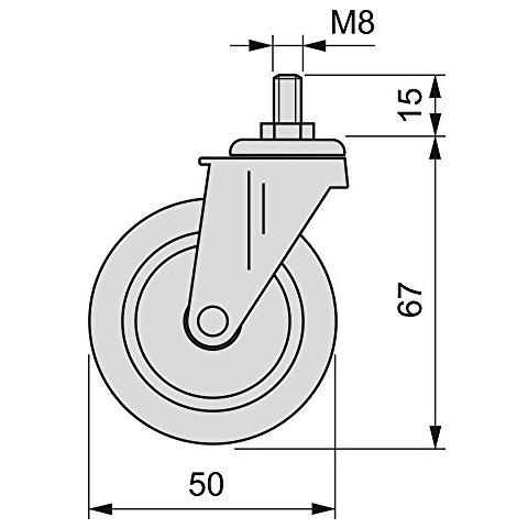 Set Di 4 Rotelle Pivotanti Per Mobile Ø50mm Con Filettatura M8x15 E Cuscinetti A Sfere, Ruote Girevoli In Gomma Colore Grigio - Foto 5