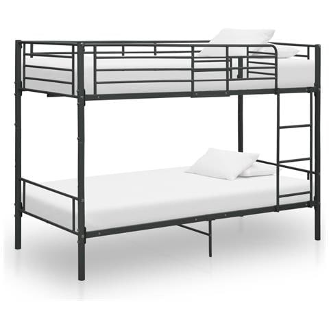 Letto a Castello Nero in Metallo 90x200 cm - Foto 1