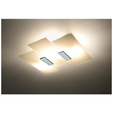Novità! Plafoniera Cromo Per Salotto E Corridoio - Vetro E Metallo - Fabiano Sl. 0198 Lampada A Muro Quadrata, Stile Classico, A 3 Luci Led E-27 *** Lampade - I Prezzi Più Bassi Su Amazon! - Foto 2