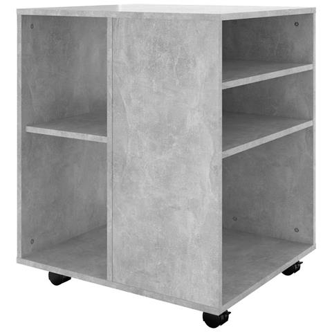 Mobiletto con Ruote Grigio Cemento 60x53x72cm Legno Multistrato - Foto 9