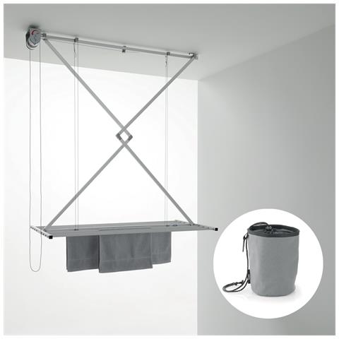 FOXYDRY Stendibiancheria A Soffitto Stendino Verticale Saliscendi Con Borsetta Portamollette E 32 Mollette Antivento 128x54x25 Cm. Foxydry Mini CN11810 FOXYDRY Stendibiancheria A Soffitto Stendino Verticale Saliscendi Con Borsetta Portamollette E 32 Mollette Antivento 128x54x25 Cm. Foxydry Mini CN11810