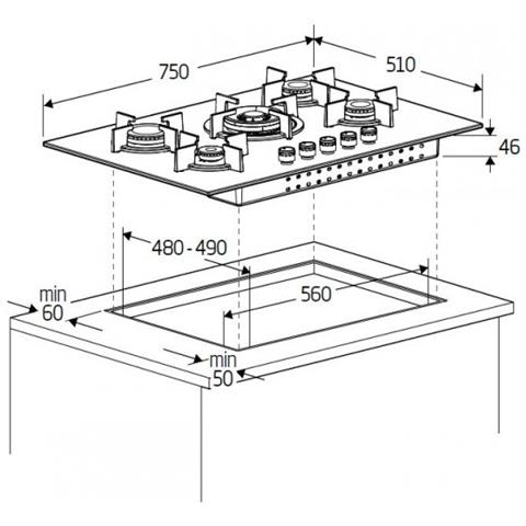 Piano Cottura A Gas Con Practiclean E Flameadjust HIAW75226SXE 5 Fuochi A Gas 75 Cm 4 Bruciatori / 1 Wok - Foto 6