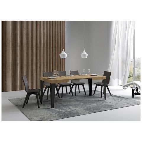 Tavolo Allungabile 70x110/194 Cm Flame Telaio Antracite - Quercia Natura - Foto 5