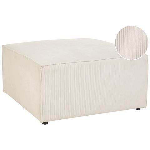 Ottomana Velluto A Coste Beige 83 X 83 Cm Lemvig - Foto 2