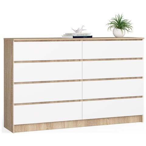 Cassettiera K160, 8 cassetti, 160x40x99 cm, Colore Sonoma Quercia e Bianco - Foto 1