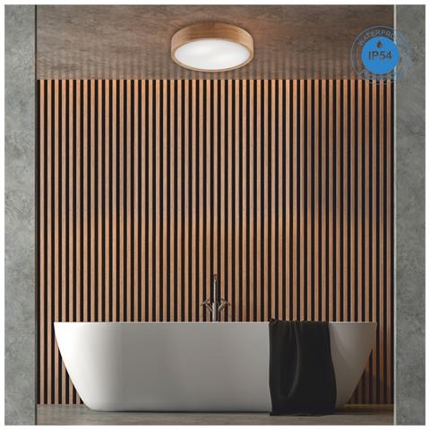 Lampada A Soffitto Eveline - Marrone - Legno, Vetro - 37x37x8 Cm - Foto 2