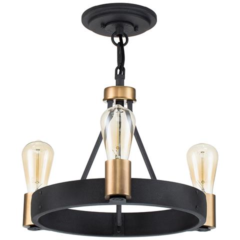 Lampadario Industrial Nordico Silas Acciaio Zinco Antico Ottone 3 Luci E27 - Foto 2