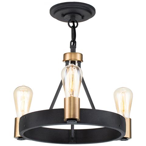 Lampadario Industrial Nordico Silas Acciaio Zinco Antico Ottone 3 Luci E27 - Foto 6