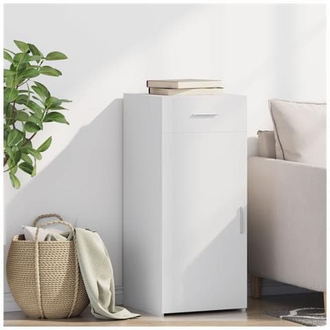 Credenza Bianca 40x42,5x93 cm in Legno Multistrato - Foto 1