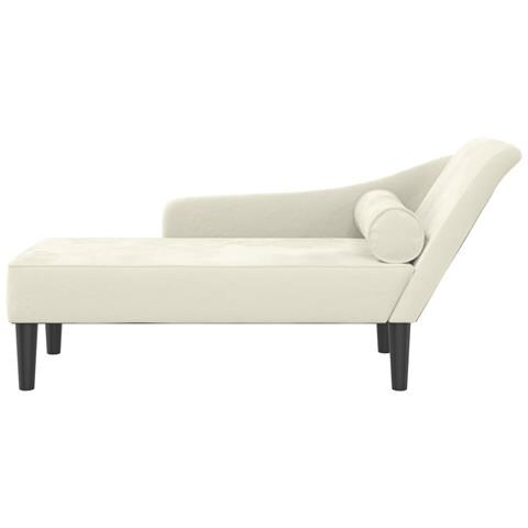 Chaise Longue con Cuscini Crema in Velluto - Foto 3