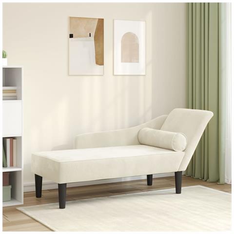 Chaise Longue con Cuscini Crema in Velluto - Foto 1