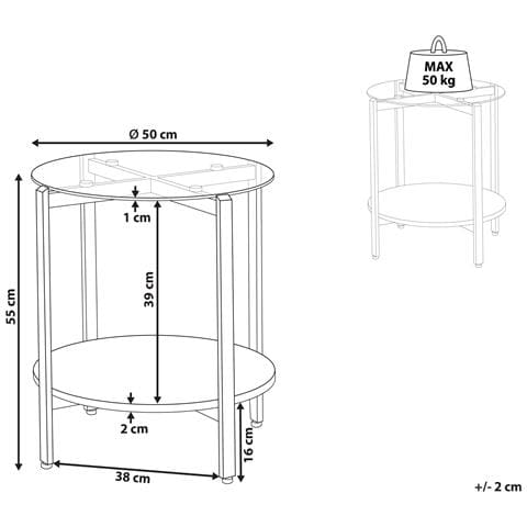 Tavolino Basso Con Piano In Vetro Legno Chiaro E Oro Lovell - Foto 6