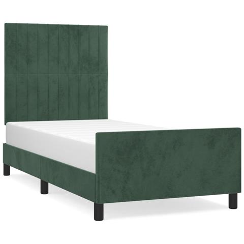 Giroletto Senza Materasso Verde Scuro 90x200 Cm In Velluto - Foto 2