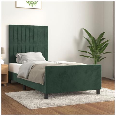 Giroletto Senza Materasso Verde Scuro 90x200 Cm In Velluto - Foto 1