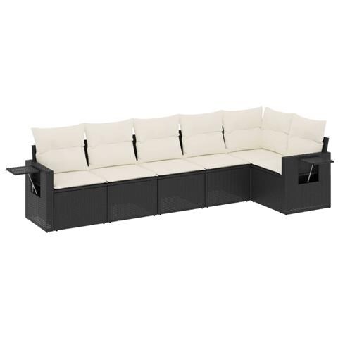 Set Divano Da Giardino 6 Pz Con Cuscini Nero In Polyrattan - Foto 2
