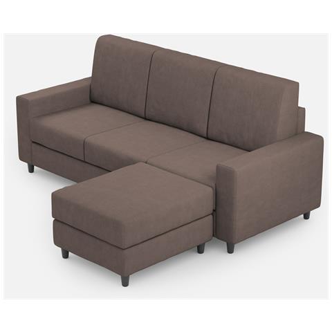 Divano Sakar 3 Posti (tre Sedute Da 60cm) + Pouf Misure Esterne L. 208 P. 155 Colore Talpa - Foto 1