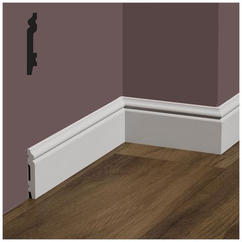 Bancale Da 84ml Di Battiscopa Barocco In Polimeri Feelingwood-hd 71x11mm - Bianco - Foto 1