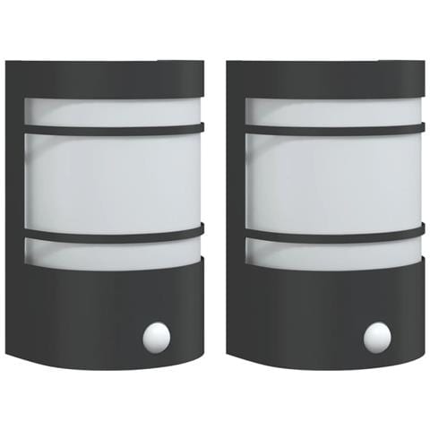 Applique per Esterno con Sensore 2 pz Nere in Acciaio Inox - Foto 1