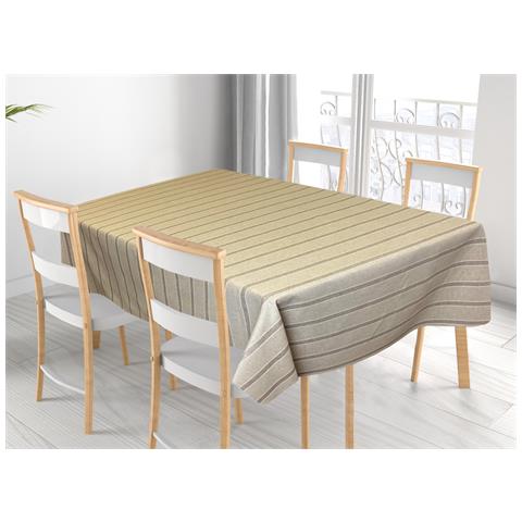 Tovaglia Miros Resinata Antimacchia Copritavolo Cucina Disegno California 140x140 Beige - Foto 1