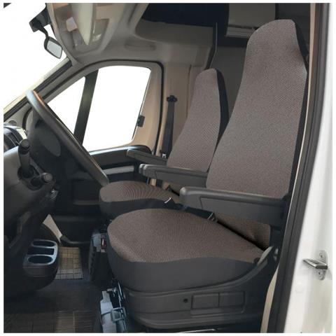 Coprisedili Anteriori Personalizzati Fiat Ducato Camper 06> Tess. Misto Cotone Piombo/antracite - Foto 1