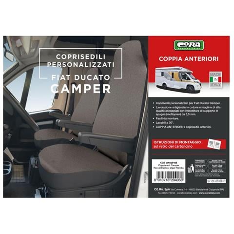 Coprisedili Anteriori Personalizzati Fiat Ducato Camper 06> Tess. Misto Cotone Piombo/antracite - Foto 3