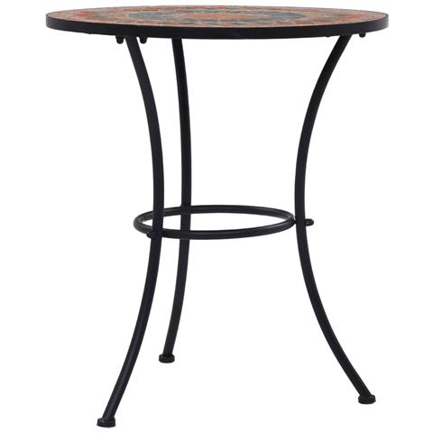 Tavolino Da Bistrot Con Mosaico Arancio /grigio 60cm In Ceramica - Foto 1