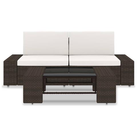 Lusso Casadino - Set Divani Da Giardino 3 Pz In Polyrattan Marrone - Foto 1