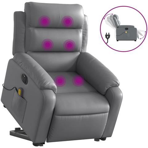 Lusso Casadino -  Poltrona Alzapersona Elettrica Reclinabile Grigio In Similpelle - Foto 1