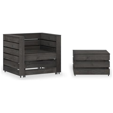 Lusso Casadino -  Set Divani Da Giardino Su Pallet 2 Pz In Pino Impregnato Grigio - Foto 2