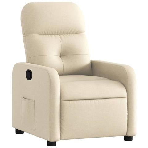 Poltrona Reclinabile In Tessuto Crema - Foto 1