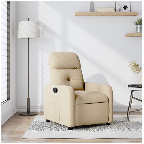 Poltrona Reclinabile In Tessuto Crema - Foto 8