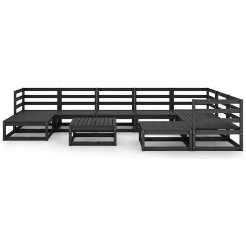 Set Divani Da Giardino 10 Pz Nero In Legno Massello Di Pino - Foto 2