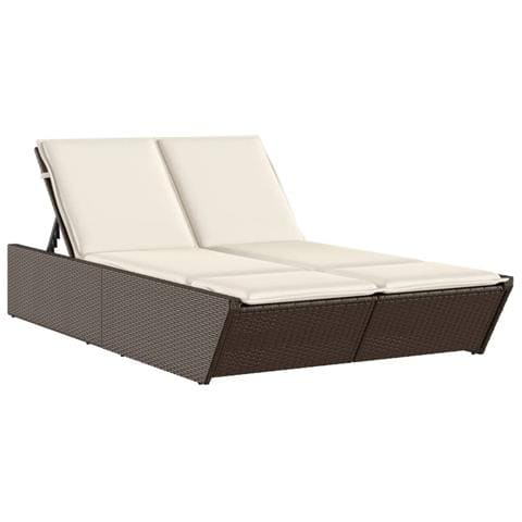 Lettino Prendisole con Cuscini Marrone in Polyrattan - Foto 1