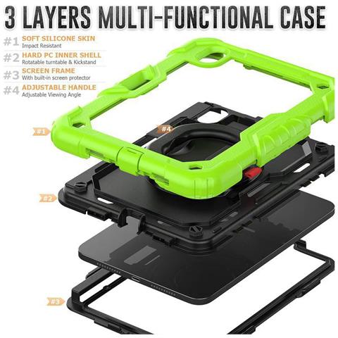 Custodia Per Samsung Galaxy Tab A7 Armatura Con Supporto Girevole Verde - Foto 2