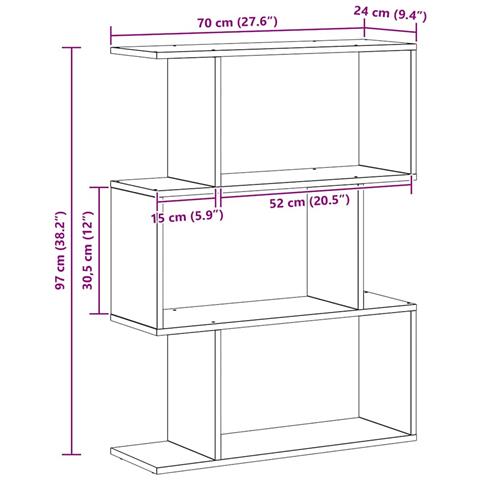Armadio per Libri Grigio 70 x 14 x 97 cm Legno multistrato - Foto 8
