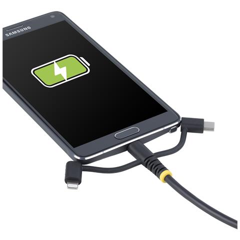 Cavo di Ricarica USB robusto da 1m, Da USB a Lightning /Micro-USB /Tipo-C, certificato Apple MFi, rivestimento in aramide, cavo universale di ricarica USB 3 in 1 per iPhone /iPad /Android - Foto 2