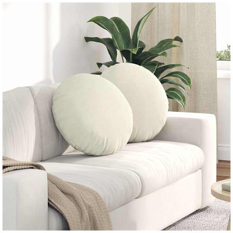 Cuscini per Seduta 2 pcs Crema Ø 40 x 13 cm Velluto - Foto 2
